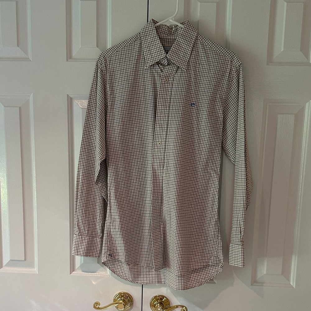 Southern Tide Brown Checkered Button Down Shirt